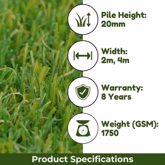 Artificial Grass GB Super Lawn 20mm Artificial Grass in Green, W: 400 cm, D: 200 cm – 4