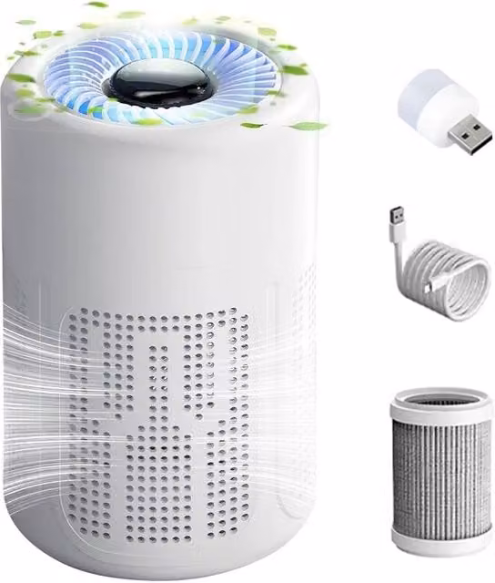 Ventryn Medical Grade HEPA Air Purifier with Pre-Filter and Sleep Mode in White