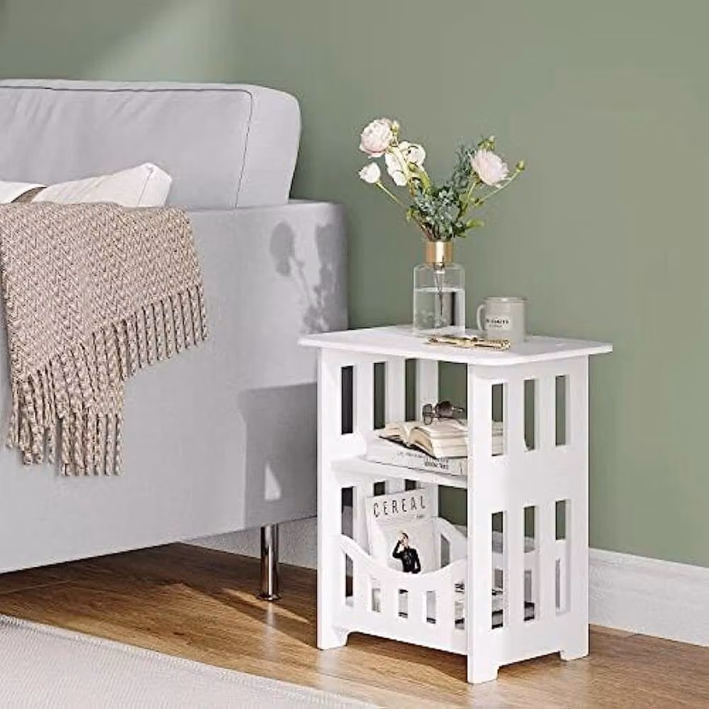 NESTLUNE White Square Drawer Cabinet Small Side End Table W/D/H: 36 x 24 x 40 cm – 4