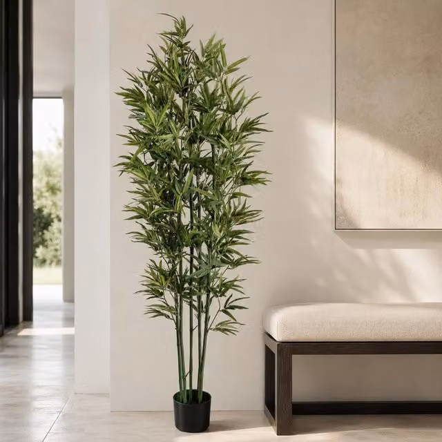 Leaf UK Natural Green Artificial Bamboo Tree, Height: 180 cm