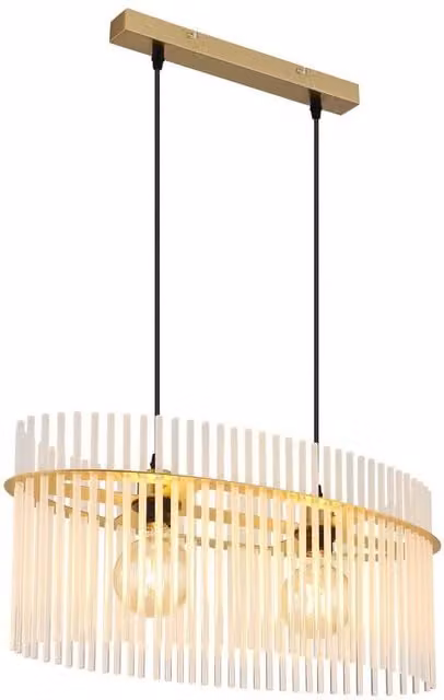 Netlighting Gorley Pendant Ceiling Light in Gold/Brass with White Opal Glass Shade, 2x E27 – 1