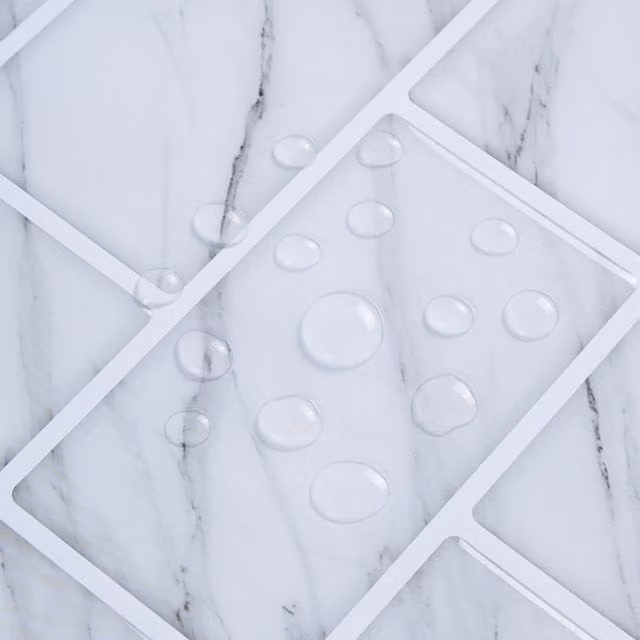 Livingandhome 10-Piece Marble Effect Tile Stickers in White