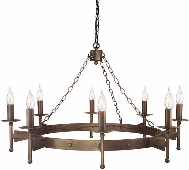 Elstead Cromwell 8 Light Ring Chandelier in Antique Bronze Finish with E14 Sockets