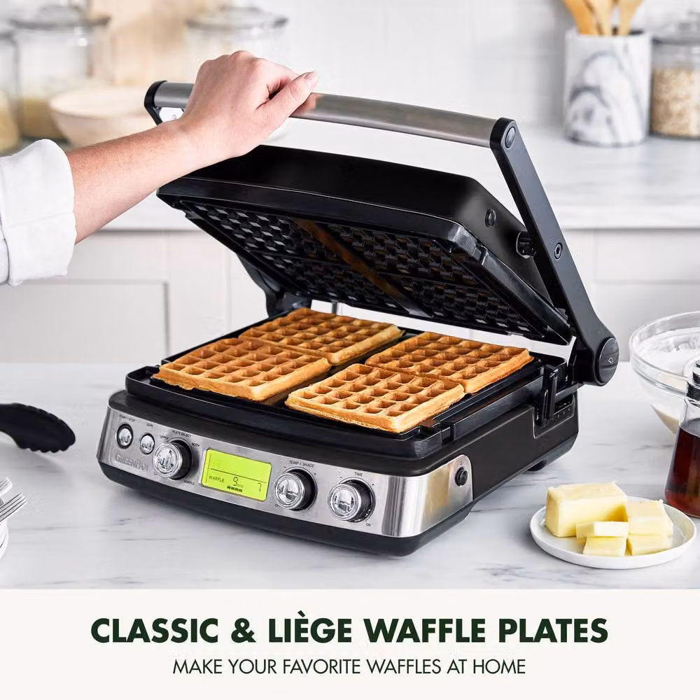 GreenPan Elite Belgian Waffle Maker with Removable Ceramic Non-Stick Plates and Digital Display in Black – 3