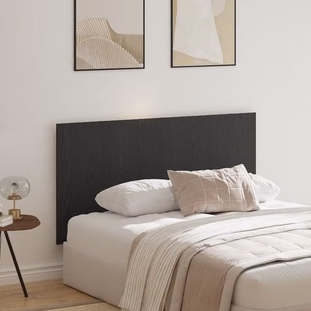 Berkfield Home Black Oak Headboard in Matt Engineered Wood, W: 160 cm, D: 1.5 cm, H: 80 cm