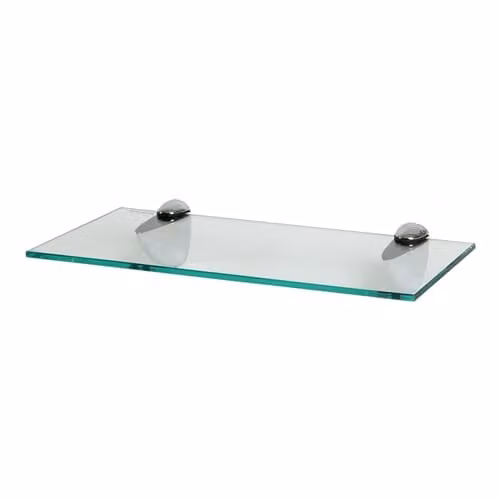 Harbour Housewares Floating Glass Wall Shelf with Silver Metal Brackets, Transparent, 40 cm