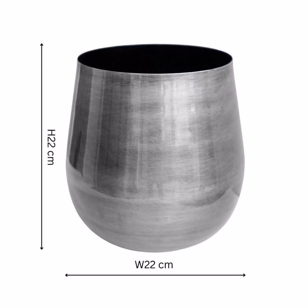 Lemon Pavilion Furniture and Decor Antique Pewter Bell Bottomed Planter, Silver, W: 22 cm, D: 22 cm, H: 22 cm – 4