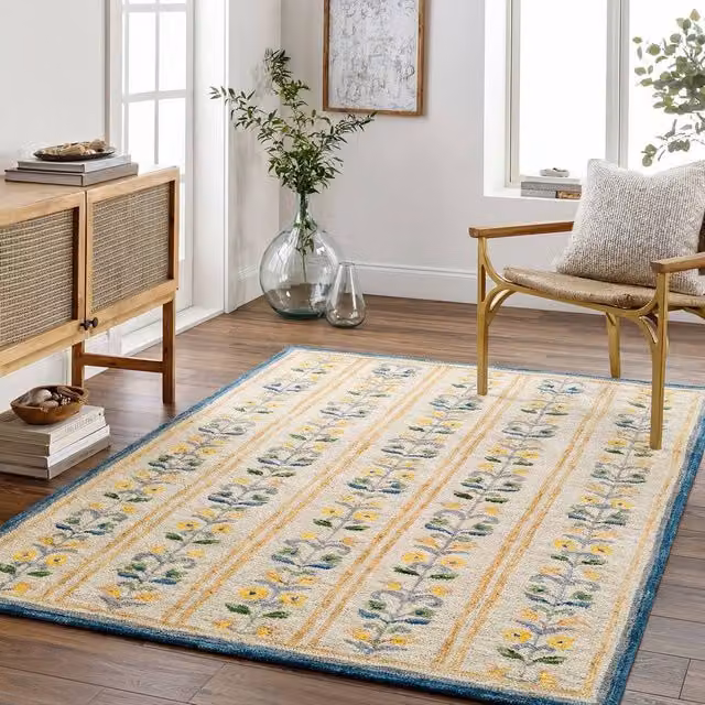 Livabliss Fairfax Hand Tufted Wool Global Rug in Green, Beige, Blue and Yellow, W: 200 cm, D: 275 cm