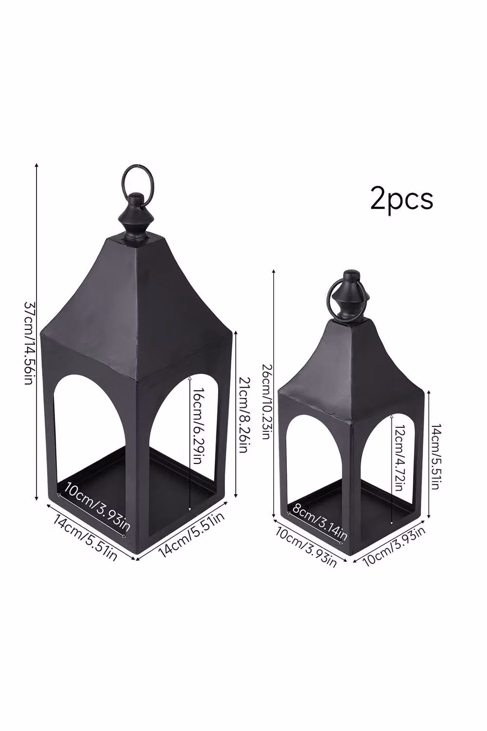 ExtraStar 2-Piece Black Metal Hanging Pillar Candle Holder Set with Industrial Rectangular Design – 6