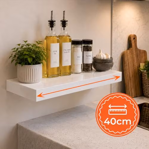 iTrend High Gloss White Floating Wall Shelves, Pack of 2, Width: 40 cm – 7