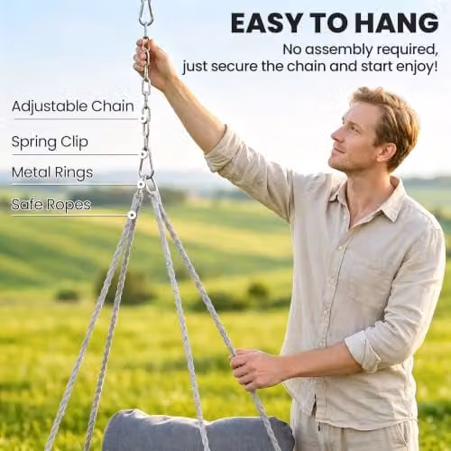 Outsunny Boho Egg Hanging Chair with Soft Cushion in Dark Grey, W/D/H: 120 x 80 x 60 cm – 4