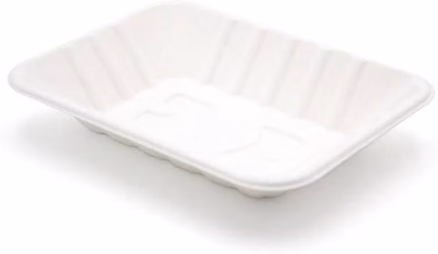 ECONX Disposable White Bagasse Food Trays for Chips and Takeaway, 50 Pieces
