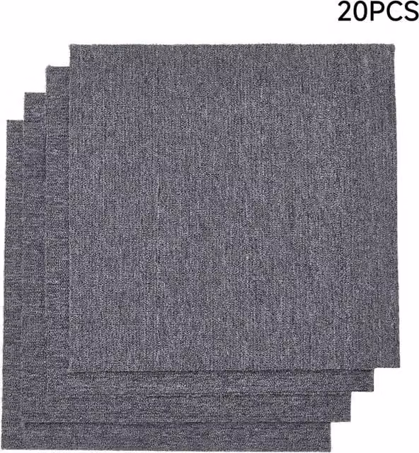 Livingandhome 20-Piece Polypropylene Carpet Tiles in Grey