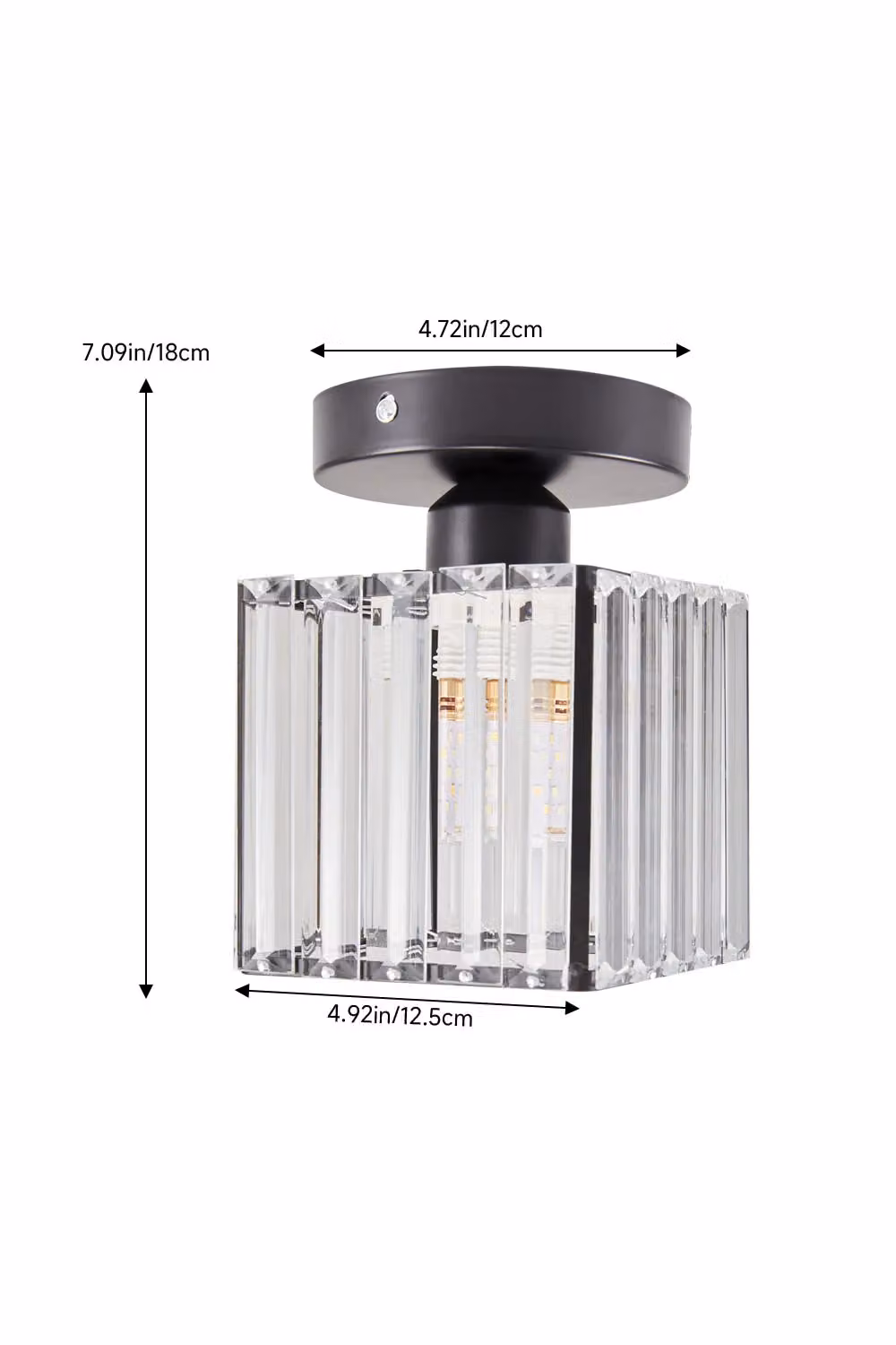 Living and Home Modern Black and Transparent Crystal Ceiling Light – 2