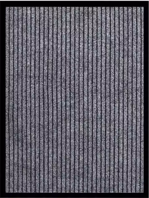 Berkfield Home Striped Grey and Black Non-Slip Doormat W/D: 60 x 80 cm – 1