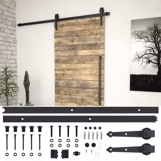Berkfield Home SKIEN Sliding Door Hardware Kit, Steel, Black, 200 cm