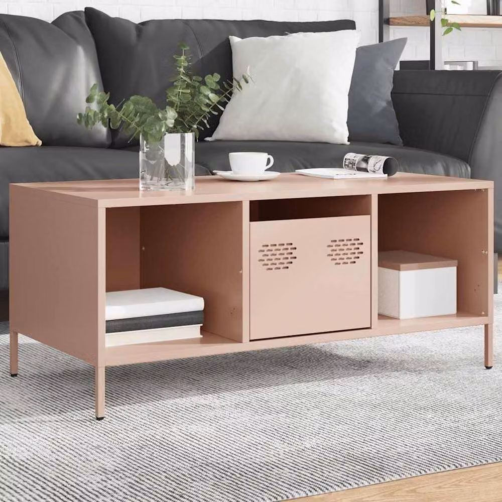 Berkfield Home Sturdy Pink Coffee Table, W: 101.5 cm, D: 50 cm, H: 43.5 cm – 2