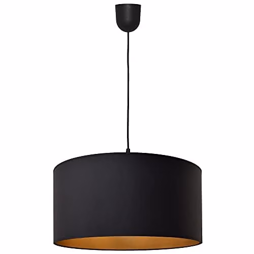 Netlighting Alba Cylindrical Pendant Ceiling Light in Black and Gold/Brass, Diameter: 40 cm – 1