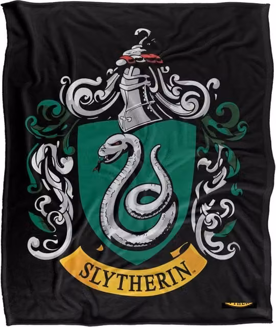 LOGOVISION Harry Potter Slytherin Crest Super Soft Fleece Throw Blanket, White and Multicolour, W/D/H: 152 x 152 x 127 cm