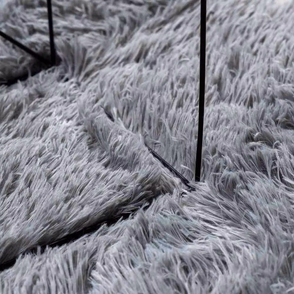 Berkfield Home NAVARRA Shaggy High Pile Rug, Grey, W/D: 120 x 120 cm – 3