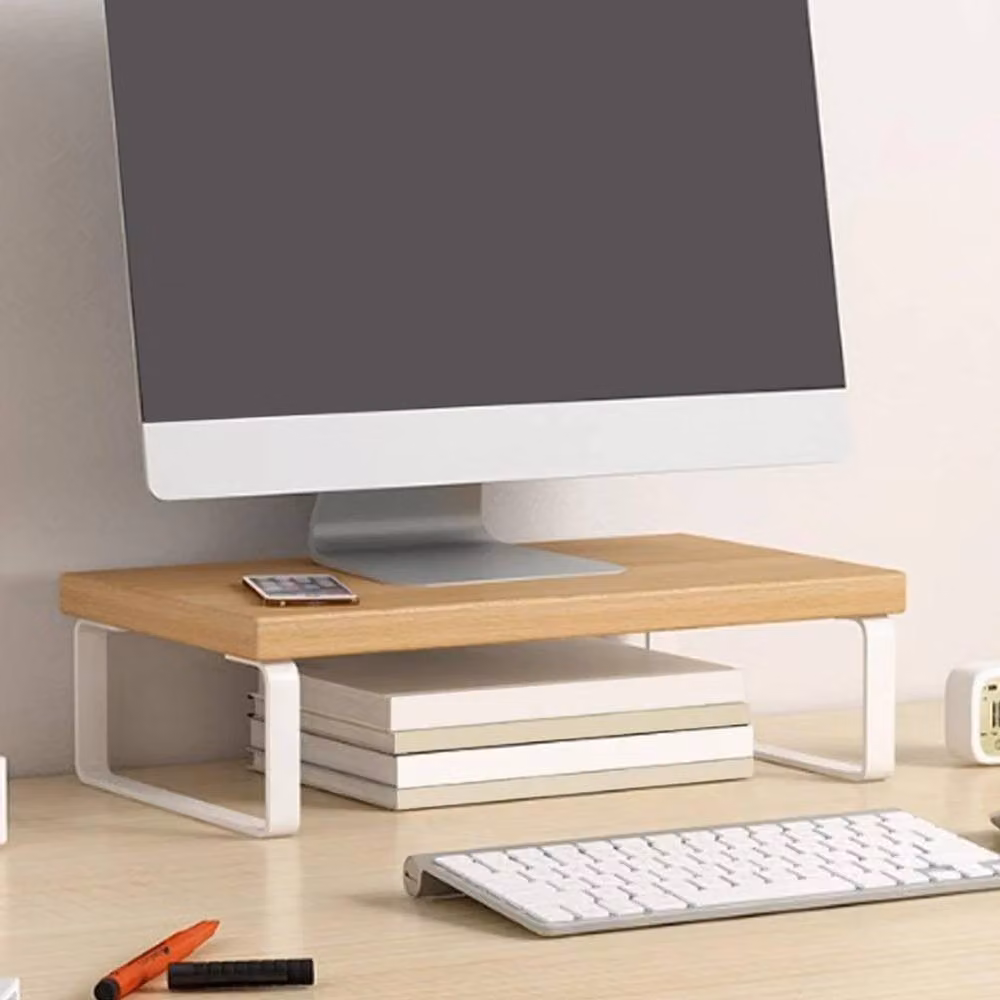 PAWNORA White Monitor Stand Riser Desktop Screen Holder Shelf W/D/H: 30 x 30 x 30 cm – 4