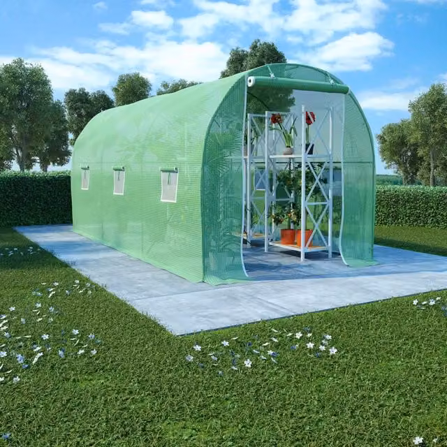 Berkfield Home Green Freestanding Greenhouse with Curved Roof and Galvanised Steel Frame, W/D/H: 4.5 x 2 x 2 m – 1