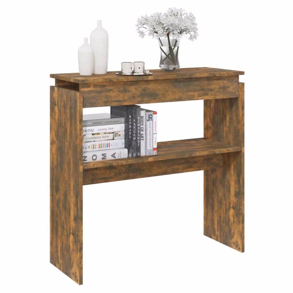 Berkfield Home Smoked Oak Console Table in Brown, W/D/H: 80 x 30 x 80 cm – 4