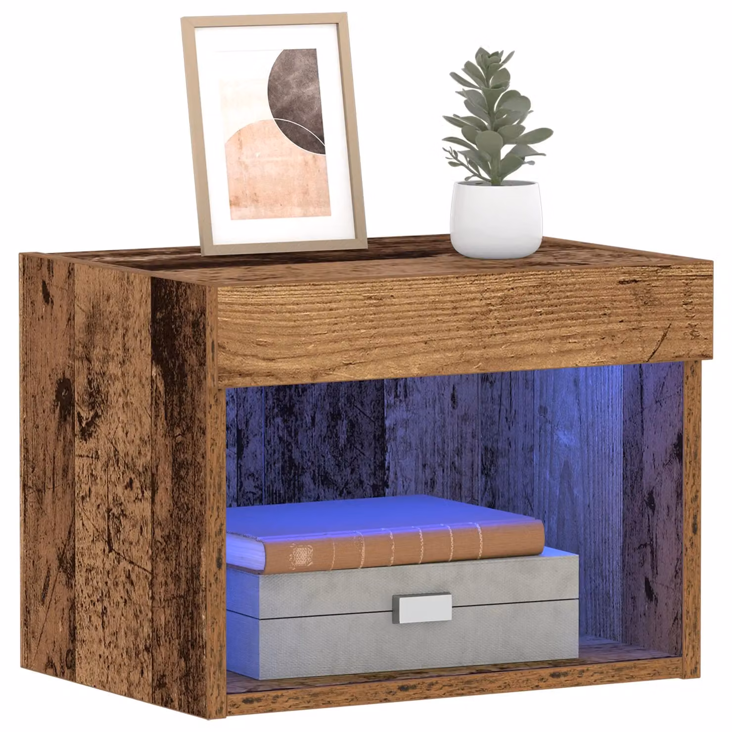 Berkfield Home Wall Mounted Rustic Wood Cabinet with Integrated LED Lights in Brown, W: 40 cm, D: 30 cm, H: 30 cm – 2