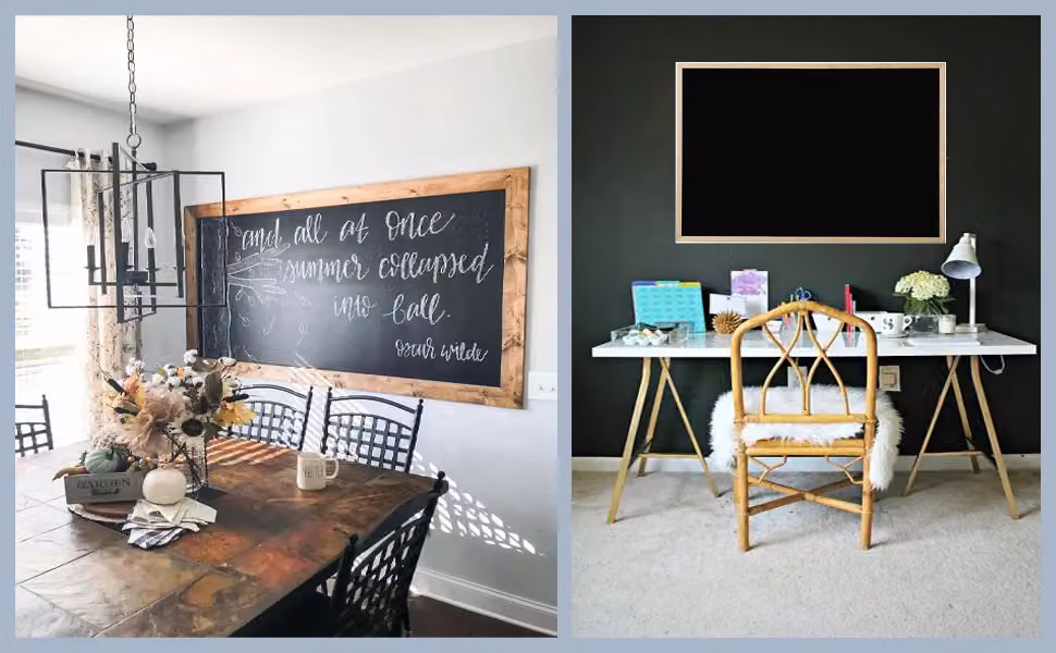KAV Wall Mounted Black Chalkboard with Wooden Frame in Black, W 90 cm x H 60 cm – 6