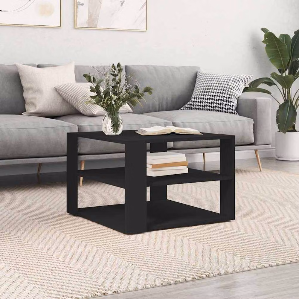 Berkfield Home Modern Black Square Coffee Table in Matt Composite Wood W/D/H: 59.5 x 59.5 x 40 cm – 2