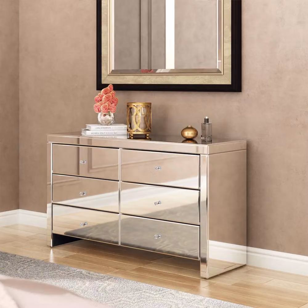 Comfy Living Ltd Silver Mirrored 6 Drawer Chest of Drawers – 2