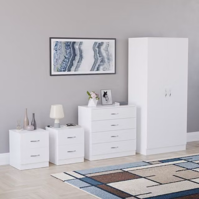 Vida Designs Riano 4 Piece Modern Bedroom Set in White