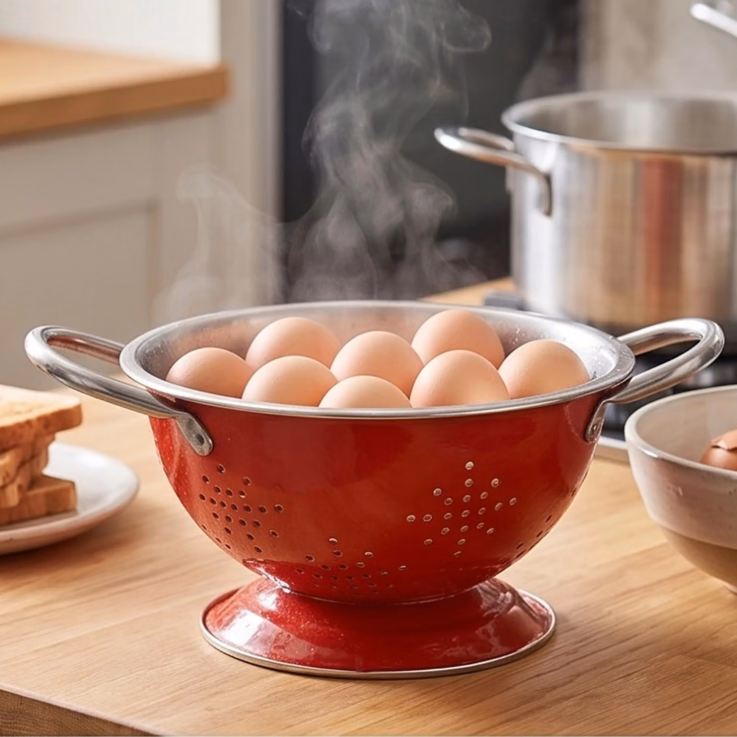 Premier Housewares Red Stainless Steel Collapsible Round Colander with Handles W: 17 cm, D: 14 cm, H: 10 cm – 2