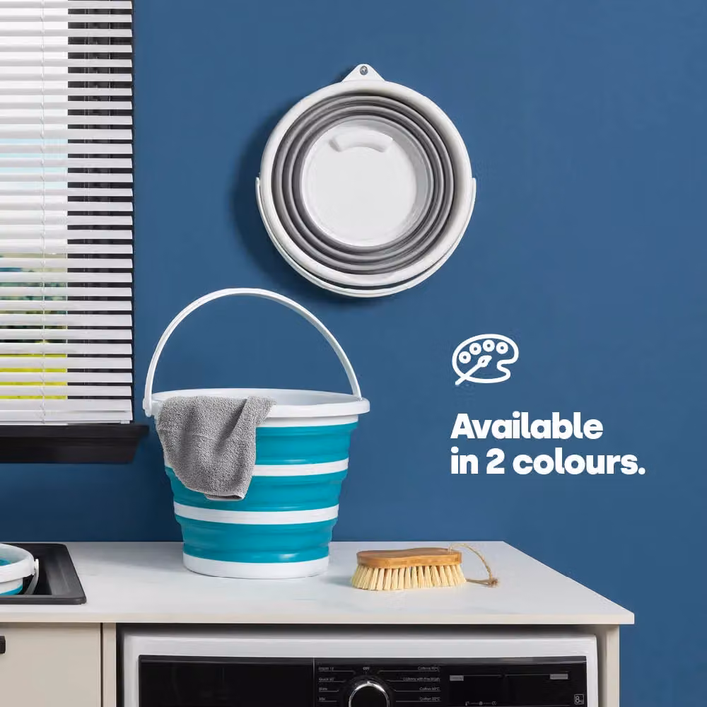LIVIVO Collapsible 10L Silicone Bucket with Pouring Spout in Grey – 6