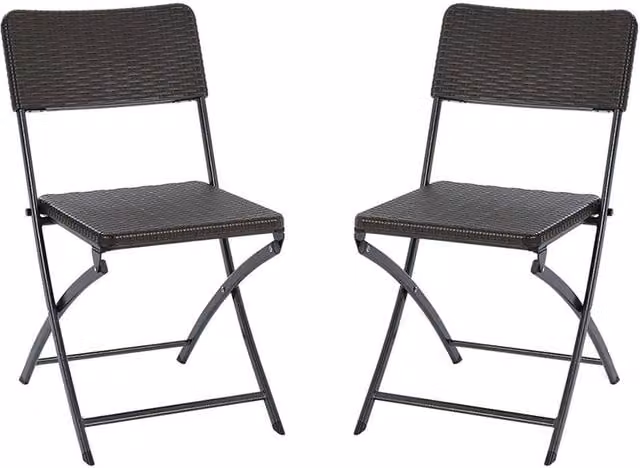 Garden Sanctuary Set of 2 Black Rattan Plastic Folding Chairs – 1
