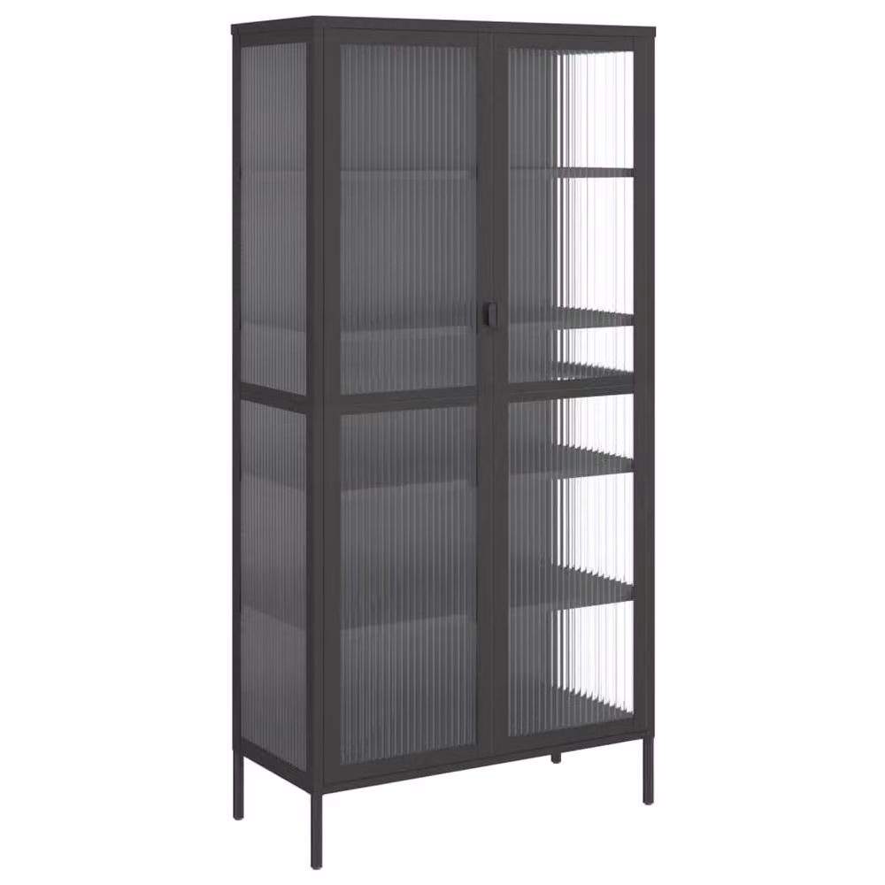 Berkfield Home Black Highboard with Glass Doors and Internal Shelves, W/D/H: 85 x 40 x 180 cm – 2