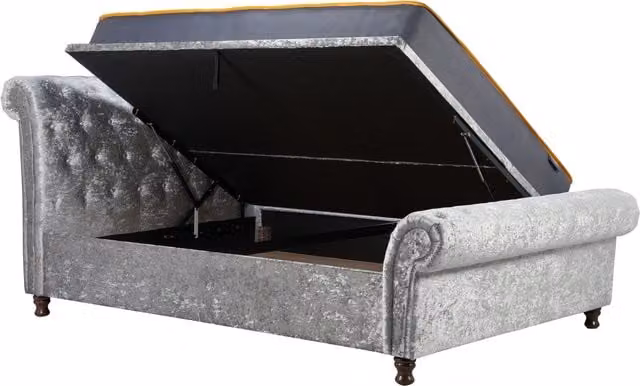 Birlea Castello Grey Velvet Upholstered Side Ottoman Bed, W/D/H: 140 x 200 cm