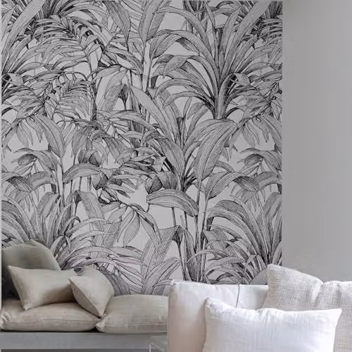 Grandeco Aliare Botanical Palm Jungle 3 Panel Repeatable Mural, White, W: 159 cm, H: 280 cm