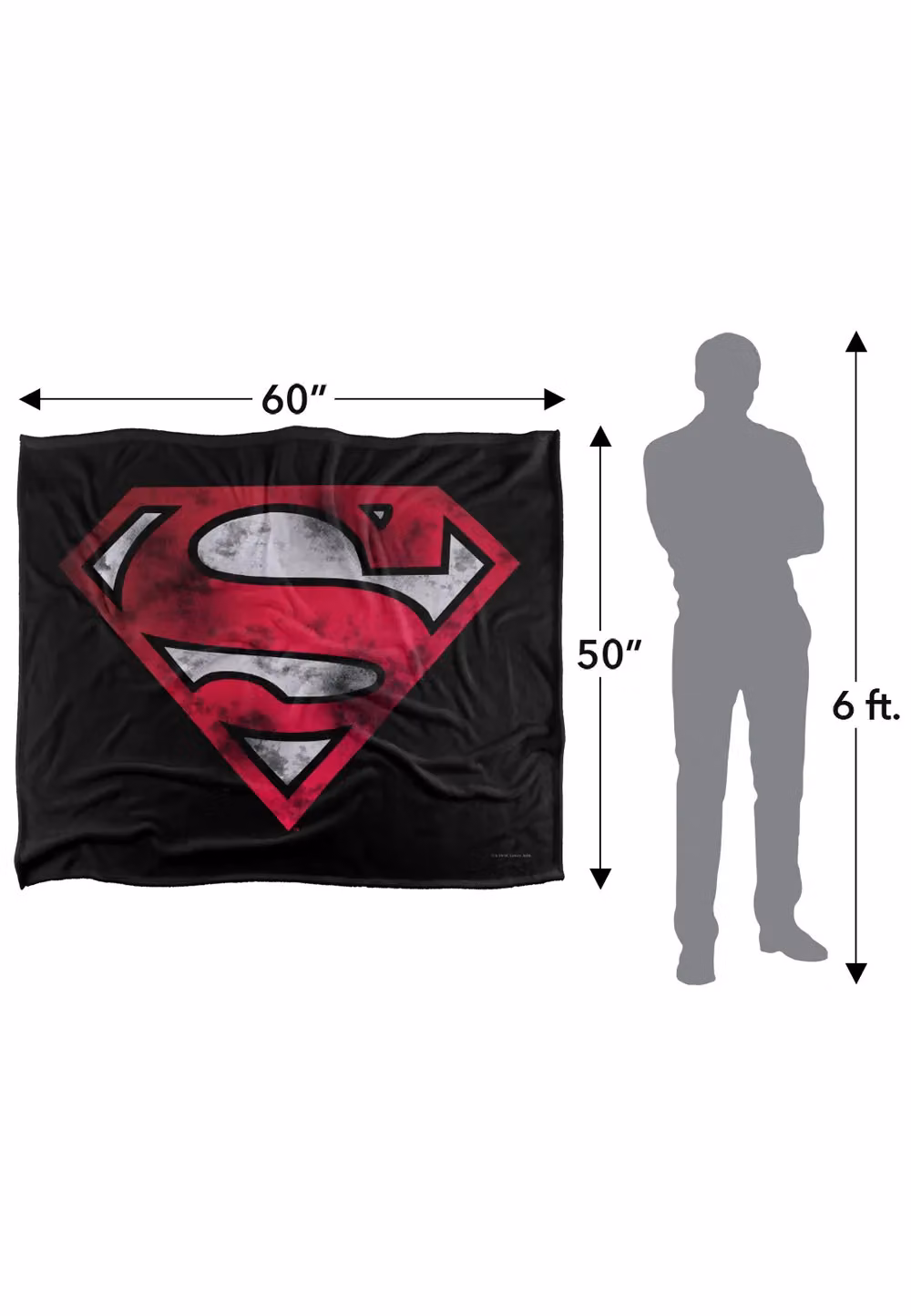 DC Comics Superman War Torn Shield Super Soft Fleece Throw Blanket, White, W/D/H: 152 x 127 cm – 8