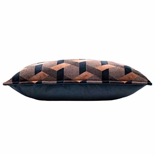 Paoletti Delano Geometric Velvet Cushion in Pink and Blue, W/H: 60 x 40 cm – 2