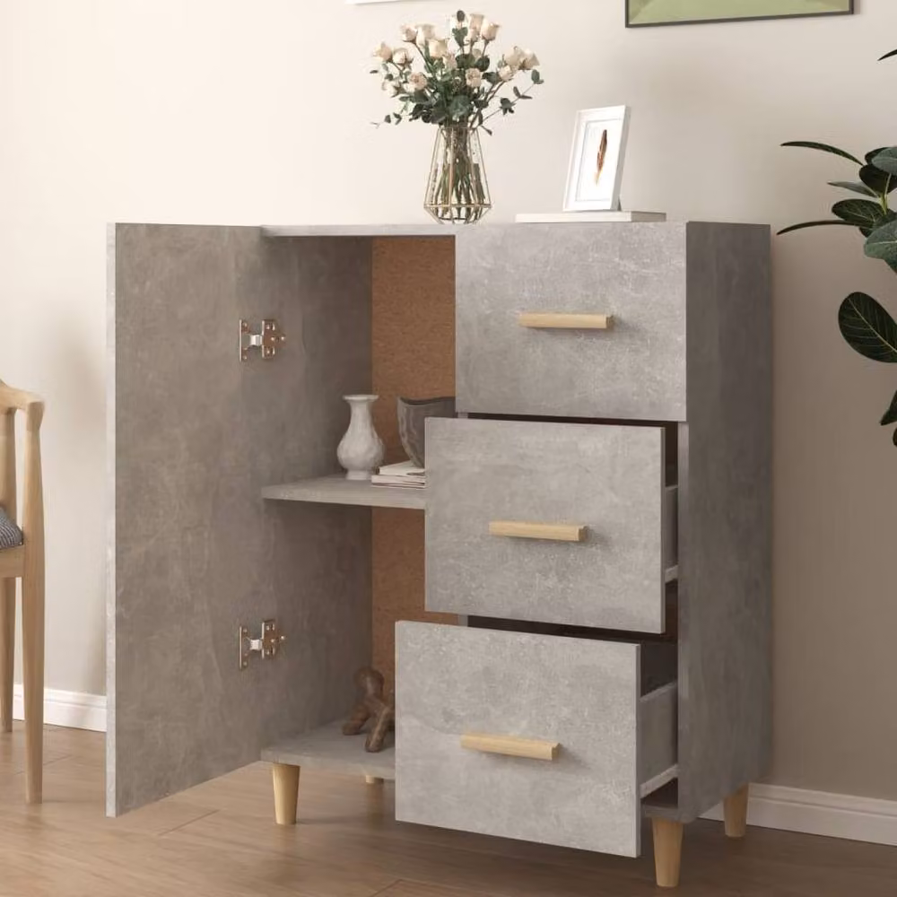 Berkfield Home Modern Sideboard in Concrete Grey, W/D/H: 69.5 x 34 x 90 cm – 2