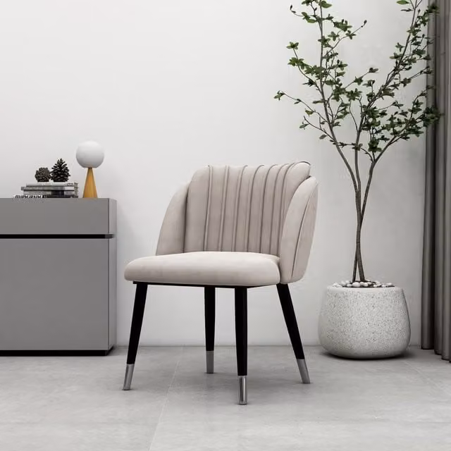 Life Interiors Milano Velvet Dining Chairs Set of 2, Grey with Silver End Caps