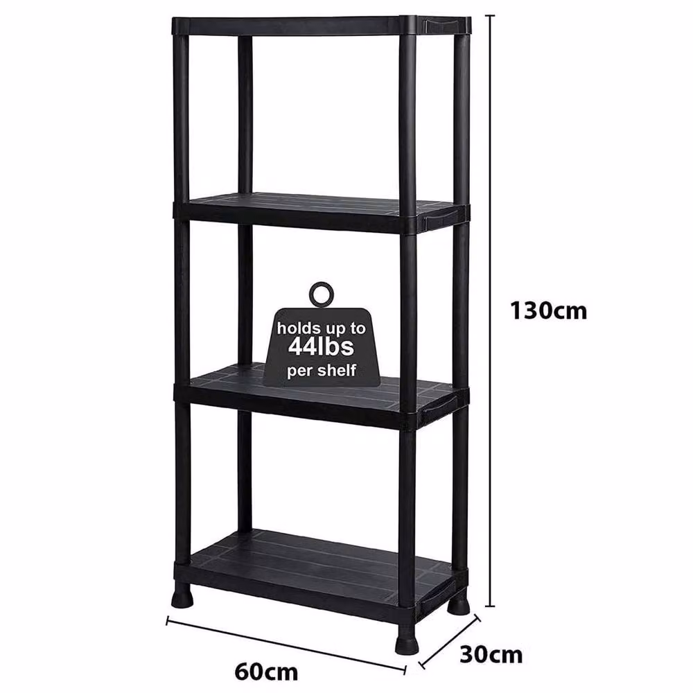 KORVIXA 4 Tier Black Plastic Freestanding Shelving Unit – 2