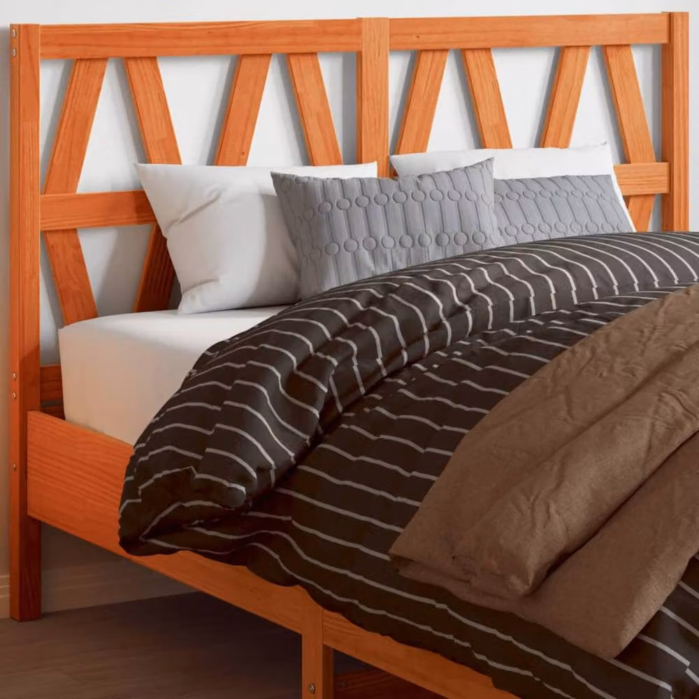 Berkfield Home Waxed Brown Solid Pine Wood Headboard, Width: 135 cm – 2
