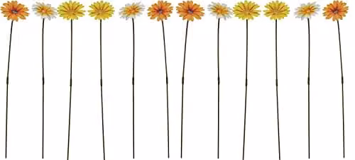 Garden Gear Metal Daisy Stakes, Multicoloured Decorative Floral Ornaments, Yellow, Height: 57 cm – 1