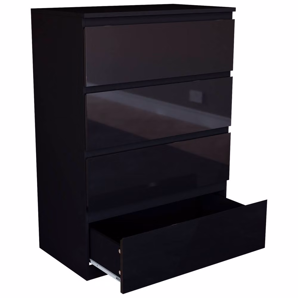 HD Designs Glinton 4 Drawer Chest of Drawers in Black High Gloss – 4