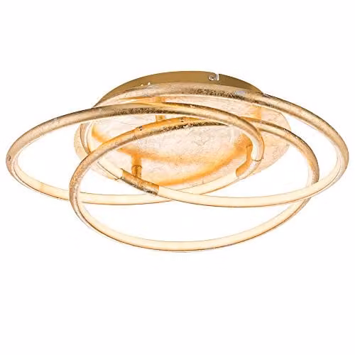 Globo Lighting Barna LED Ceiling Light, Gold/Brass, W: 50 cm, D: 14 cm, H: 14 cm