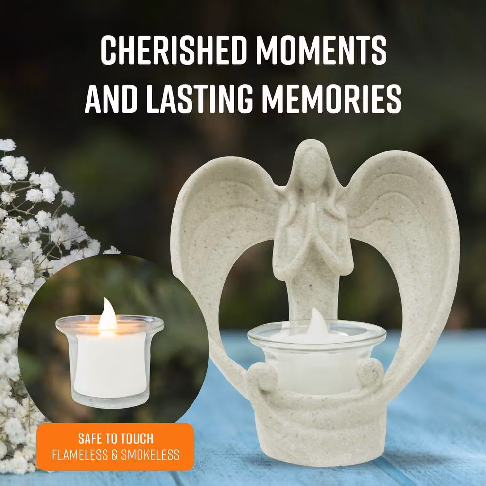 Globrite Guardian Angel LED Tea Light Candle Holder, White – 3