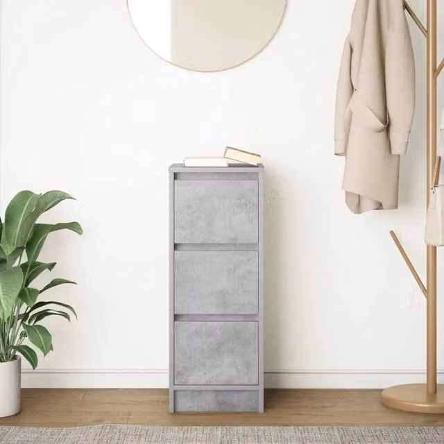 Berkfield Home Sideboard in Concrete Grey, Engineered Wood, W/D/H: 29.5 x 34 x 76 cm – 1