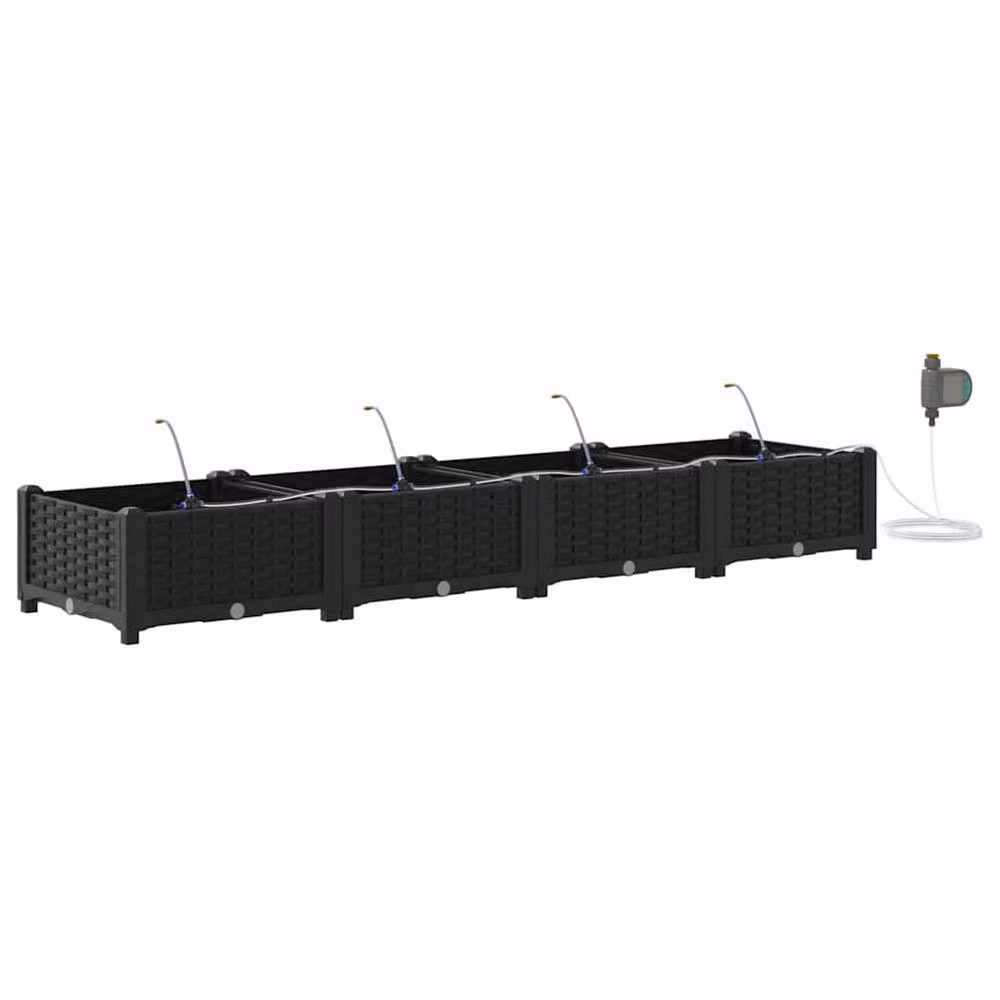 Berkfield Home Garden Planters with Water Irrigation System, 4 Piece Set, Black – 2